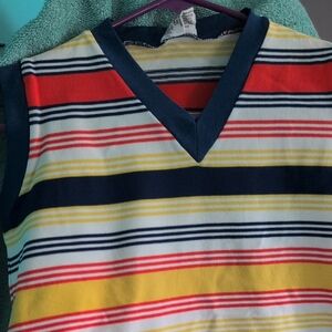 Colorful Striped 1970s  Sleeveless Top